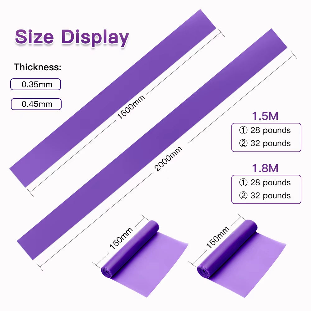Yoga Pilates Stretch Resistance Band Exercise Fitness Band Training Elastic Exercise Fitness Rubber 150Cm Natural Rubber Gym